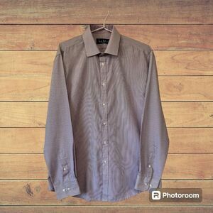 Nicole Miller Mens Button Down Dress Shirt   Purple Striped   Size M  15-15 1/2